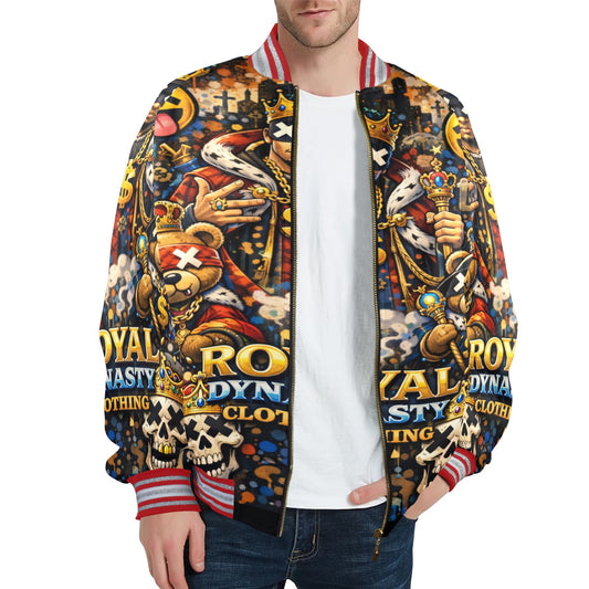 RDC RED KING EMOJI New Men's Striped Trim Bomber Jacket
