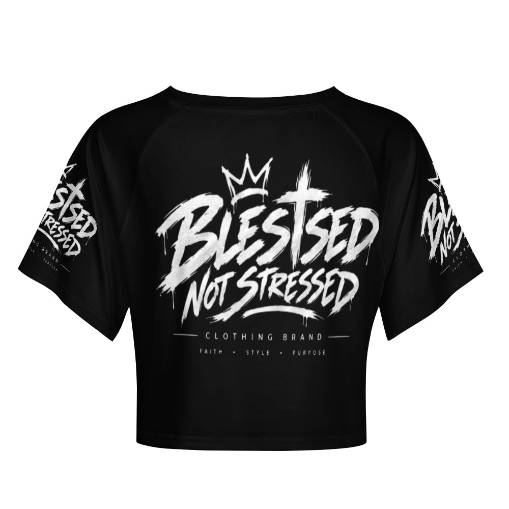 Blessed Not Stressed Women's Short Sleeve Crop Top