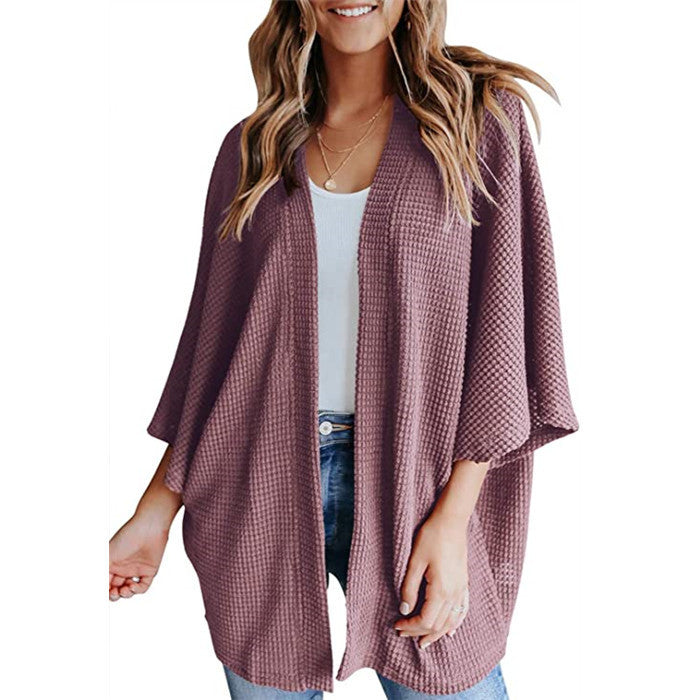 Big Sleeve Waffle Women's Cardigan