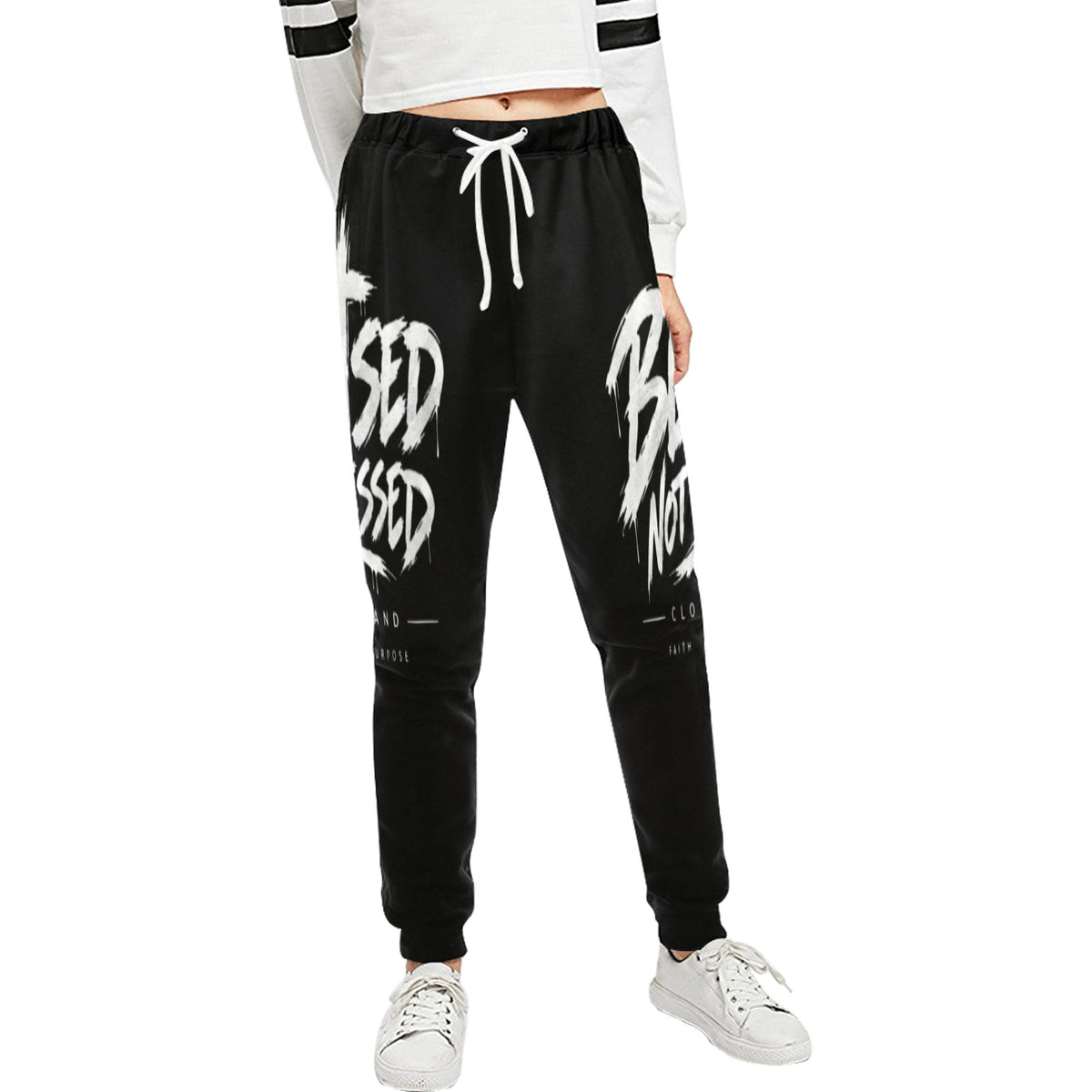 Blessed Not Stressed Relaxed-Fit Drawstring Sweatpants