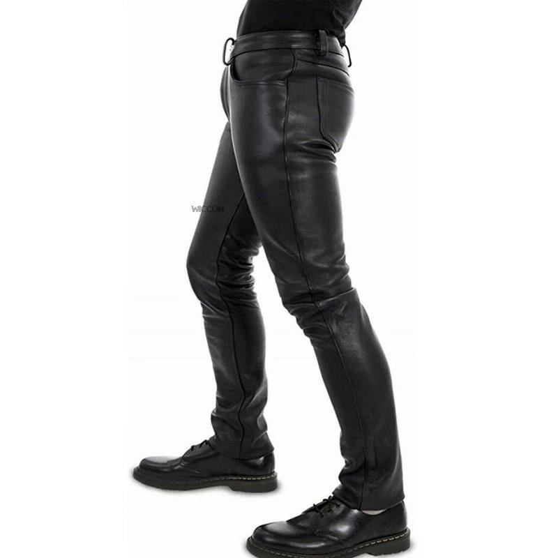 Solid Color Elastic premium Men's Leather Pants