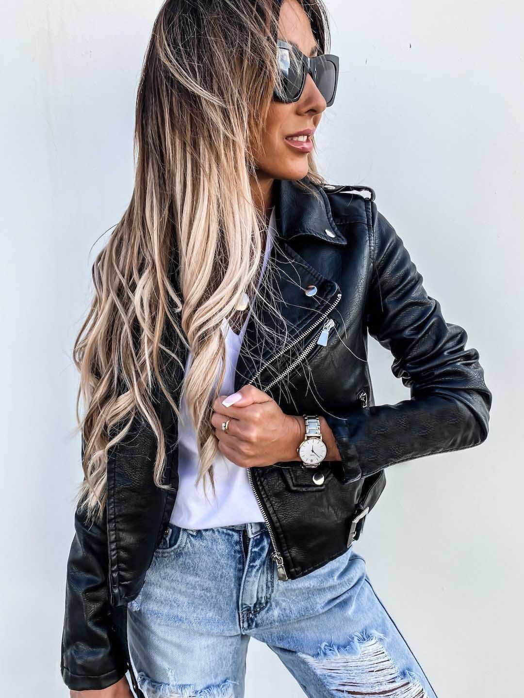 Jacket Top PU Leather Coat