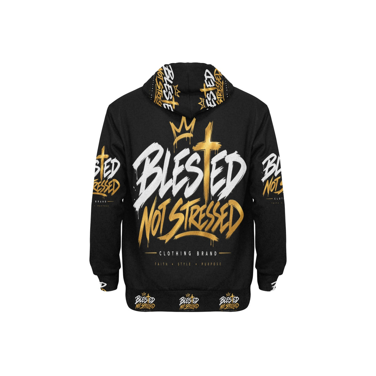 Blessed Not Stressed Men's Fleece Pullover Hoodie