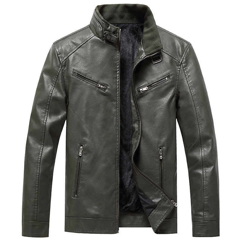Men's Fleece Padded Leather Jacket