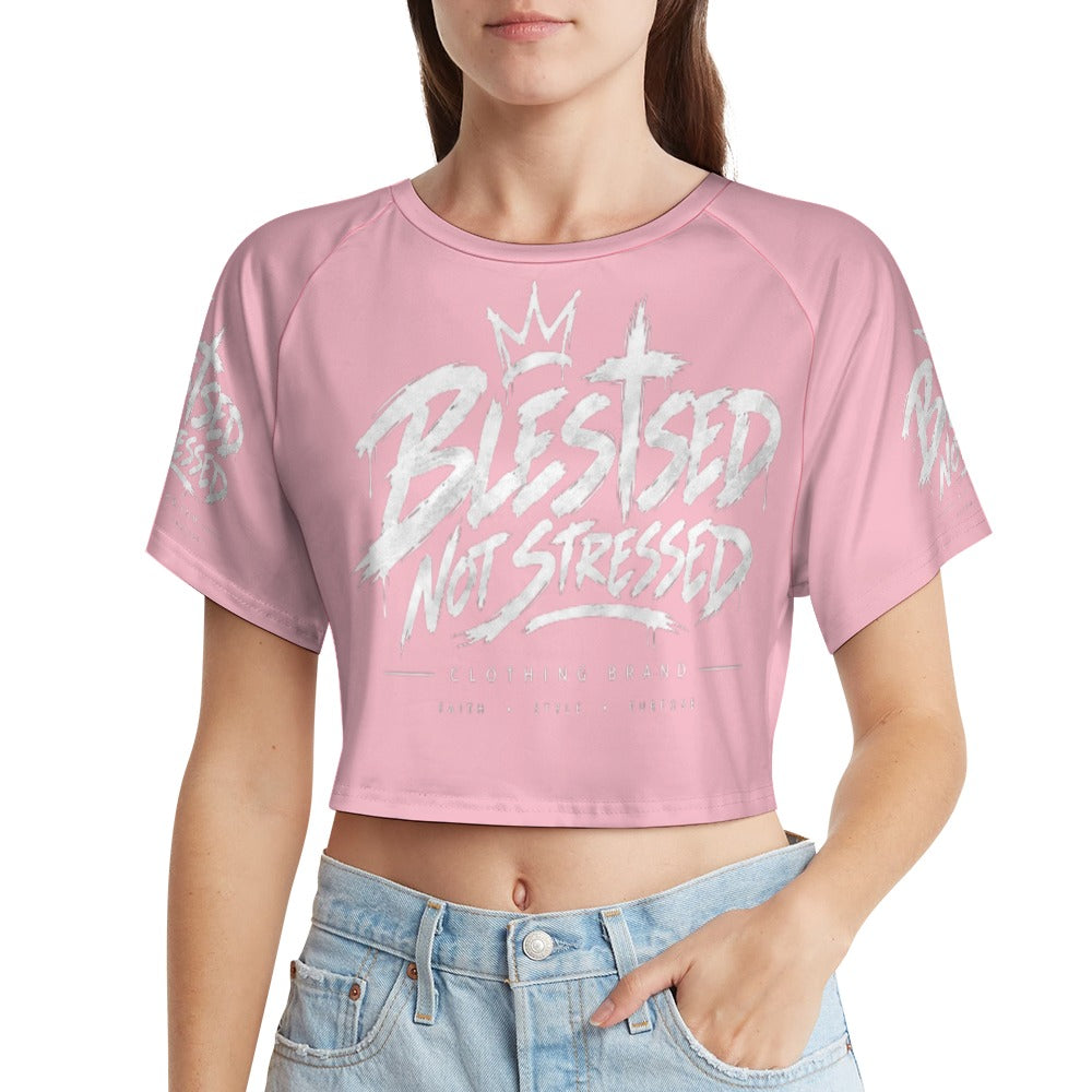 Blessed Not Stressed Women's Short Sleeve Crop Top
