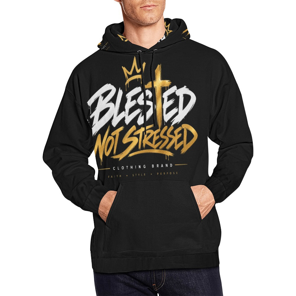 Blessed Not Stressed Men's Graphic Drawstring Hoodie
