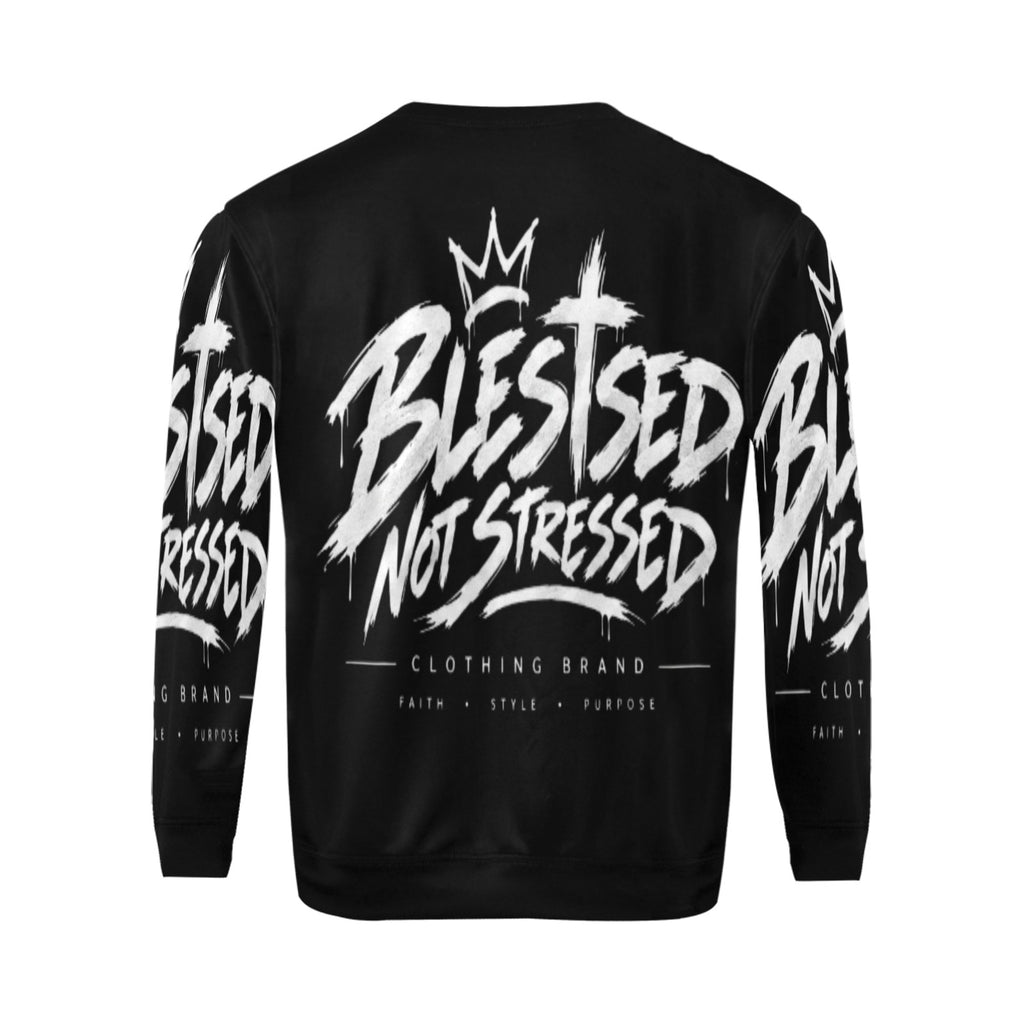 Blessed Not Stressed Men's Graphic Crewneck Sweatshirt