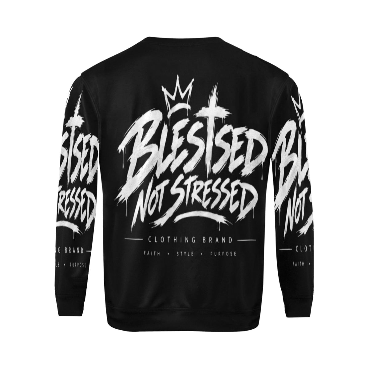 Blessed Not Stressed Men's Graphic Crewneck Sweatshirt