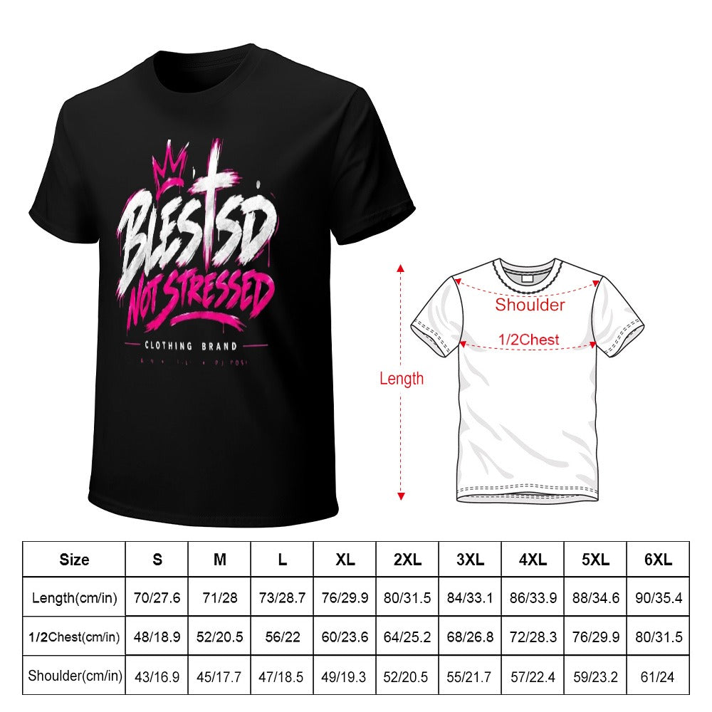 Blessed Not Stressed Men's 100% Cotton Graphic T-Shirt