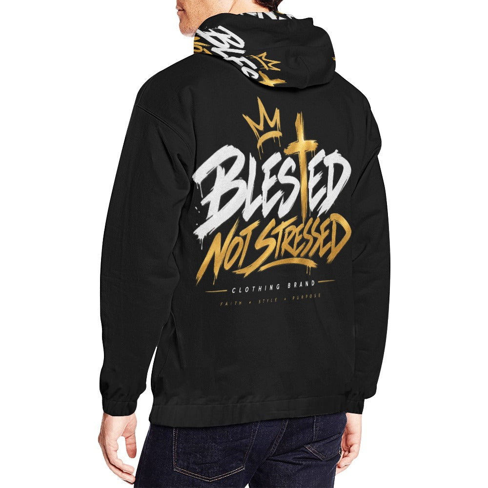Blessed Not Stressed Men's Graphic Drawstring Hoodie