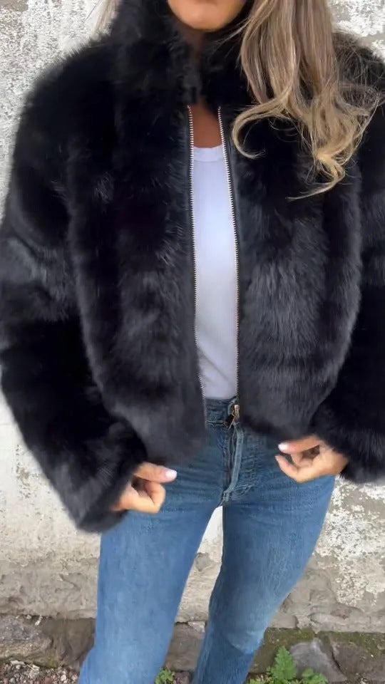 Fashion Stand Collar Plush Jacket
