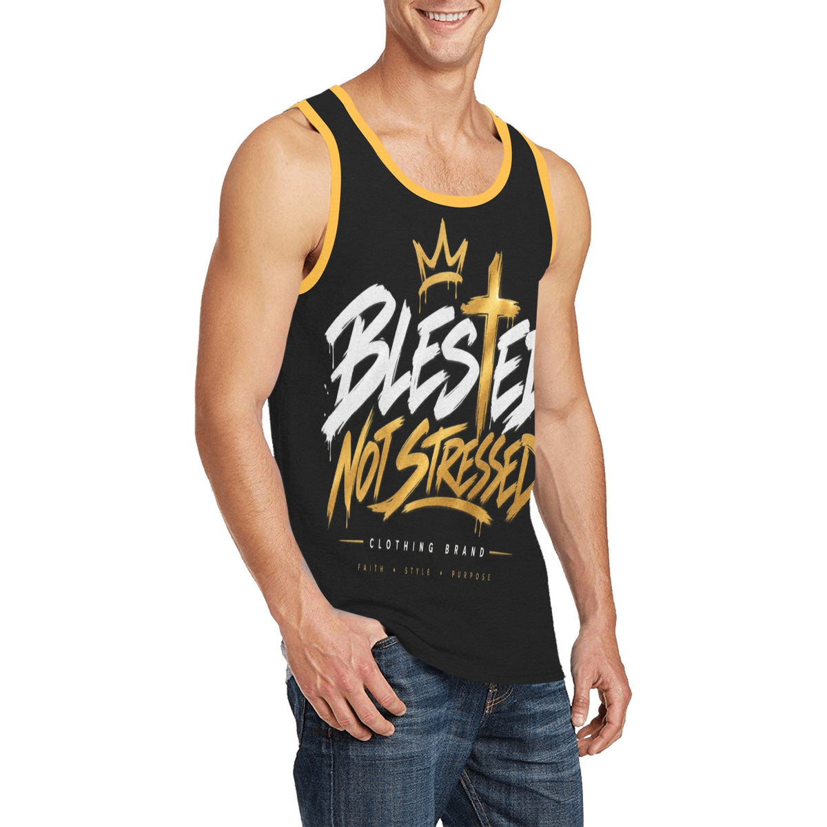 Blessed Not Stressed Men's All-Over Print Tank Top