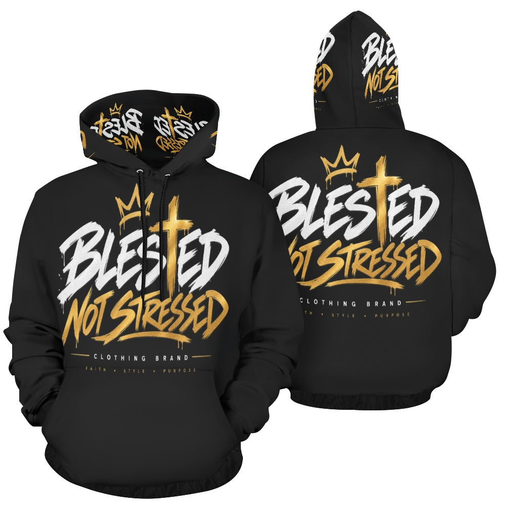 Blessed Not Stressed Men's Graphic Drawstring Hoodie