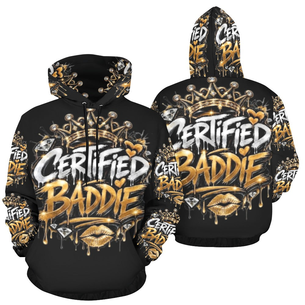 CERTIFIED BADDIE V7 Women's All Over Print Hoodie – Custom Streetwear