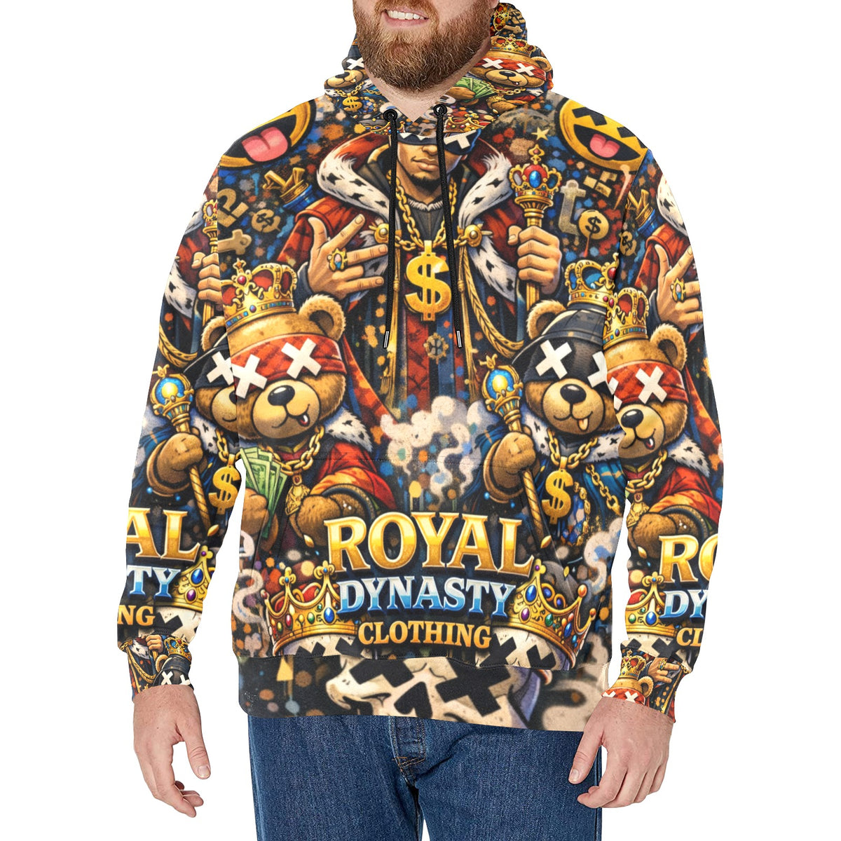 RDC KING EMOJI Men's Long Sleeve Fleece Hoodie (H55)