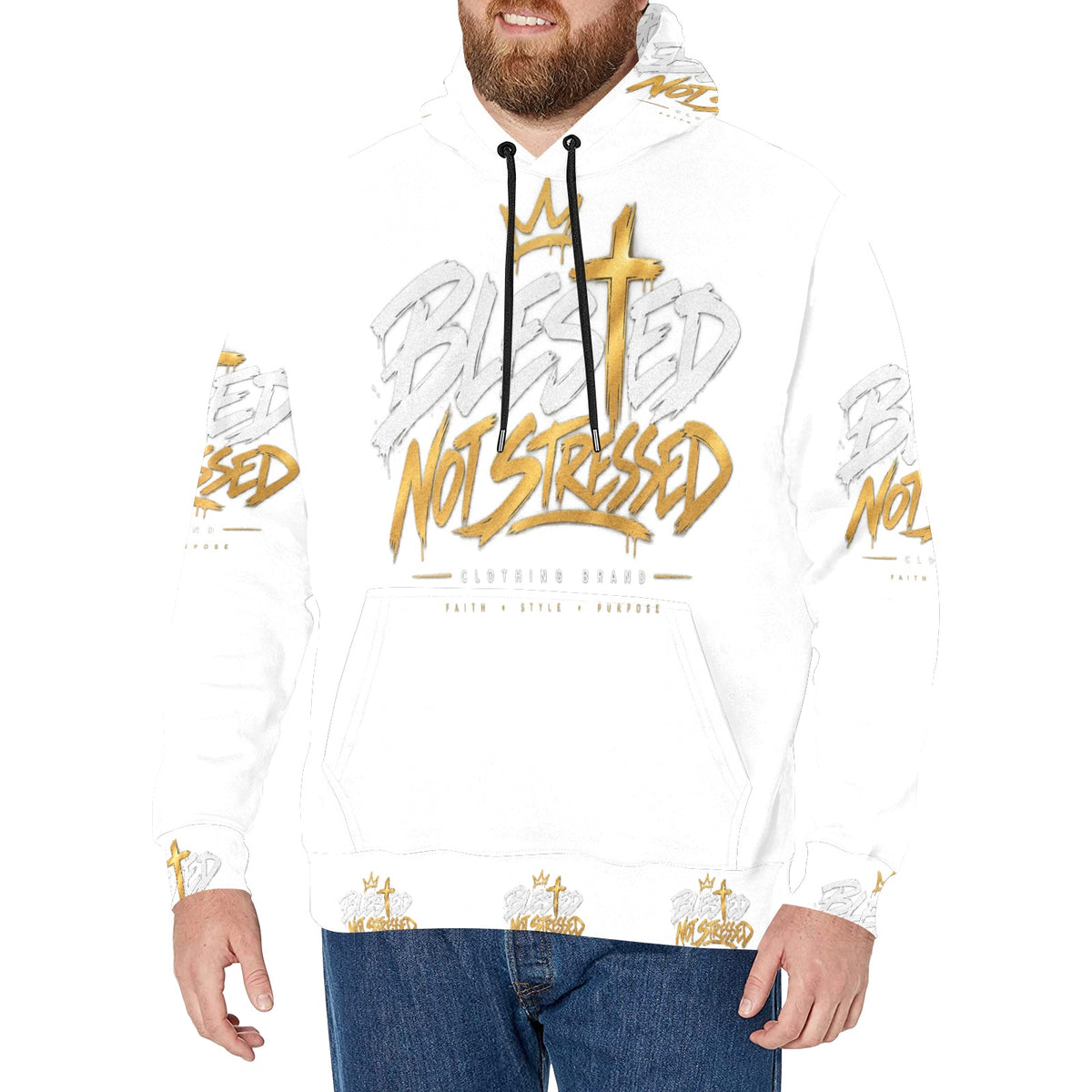 Blessed Not Stressed Men's Fleece Pullover Hoodie