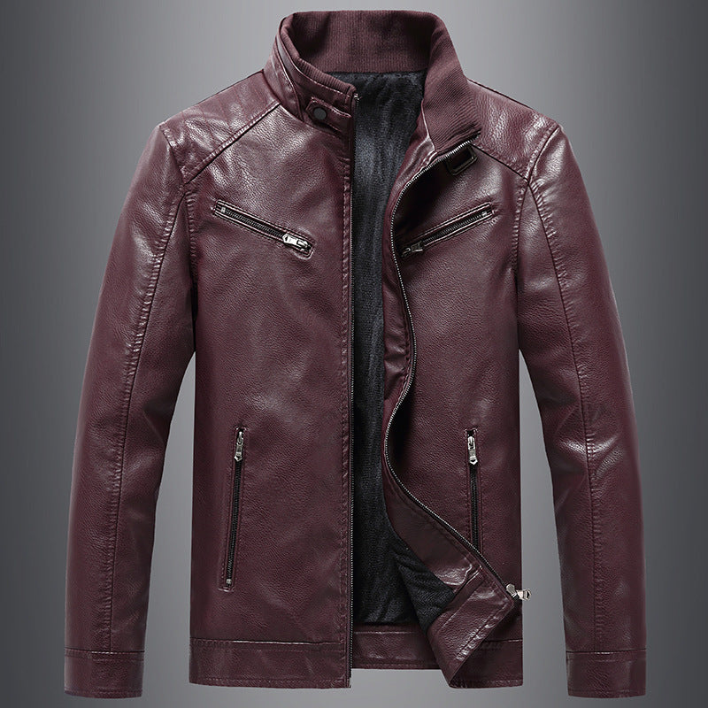Men's Fleece Padded Leather Jacket
