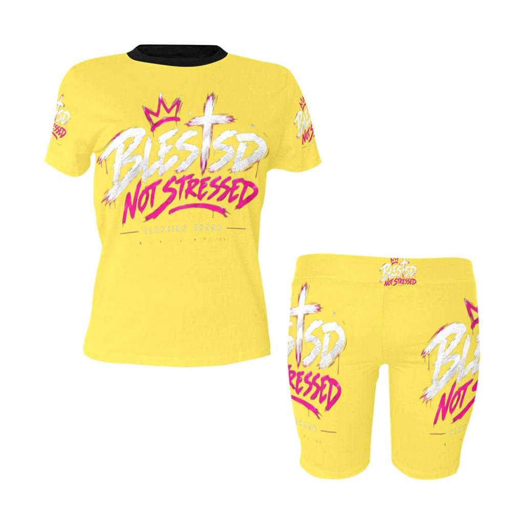 Blessed Not Stressed Women's Printed T-Shirt & Shorts Set