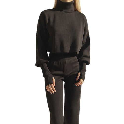 Autumn And Winter Turtleneck Casual Fashion Set