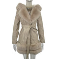 Women's Fashion Leather Coat with Fur Collar