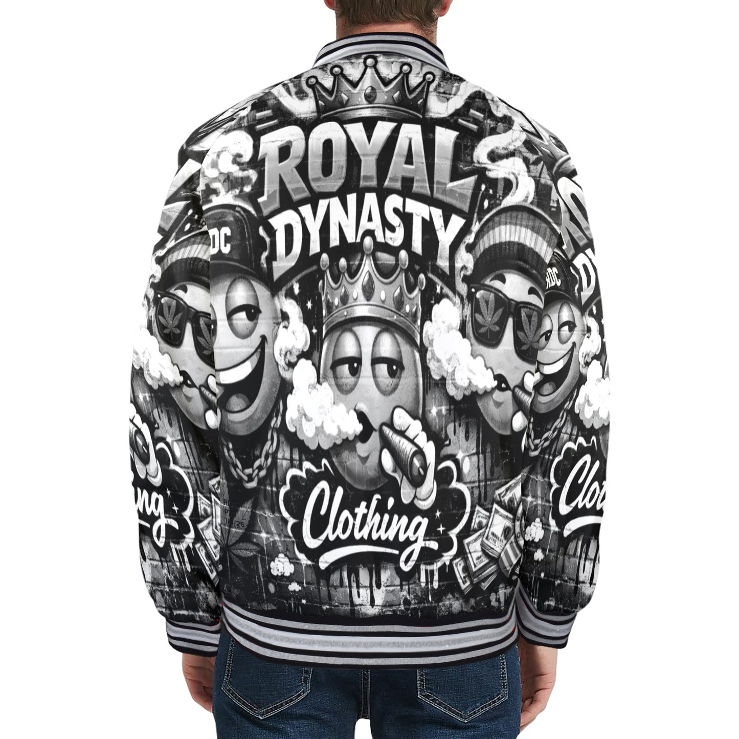 RDC LIT EMOJI New Men's Striped Trim Bomber Jacket