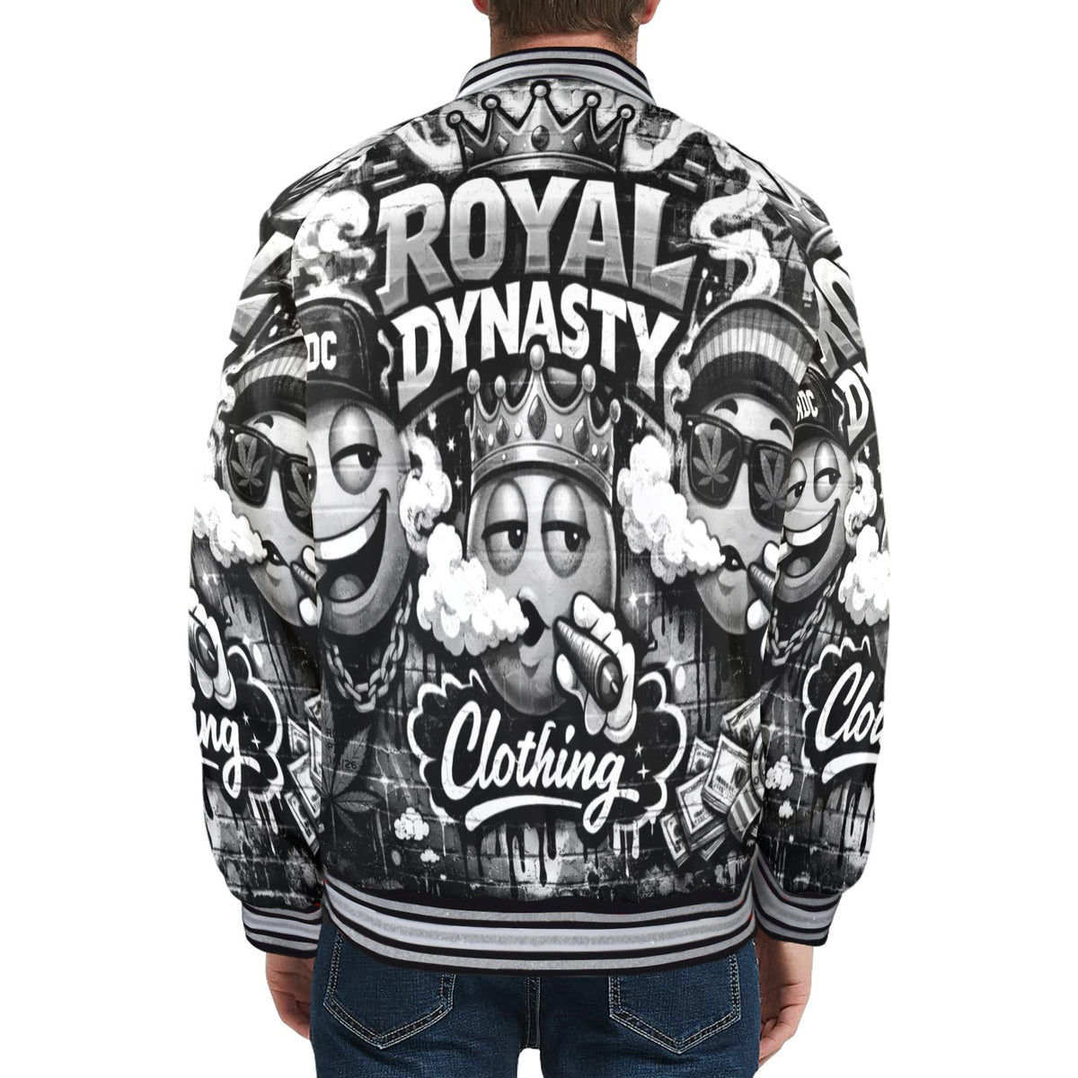 RDC LIT EMOJI New Men's Striped Trim Bomber Jacket