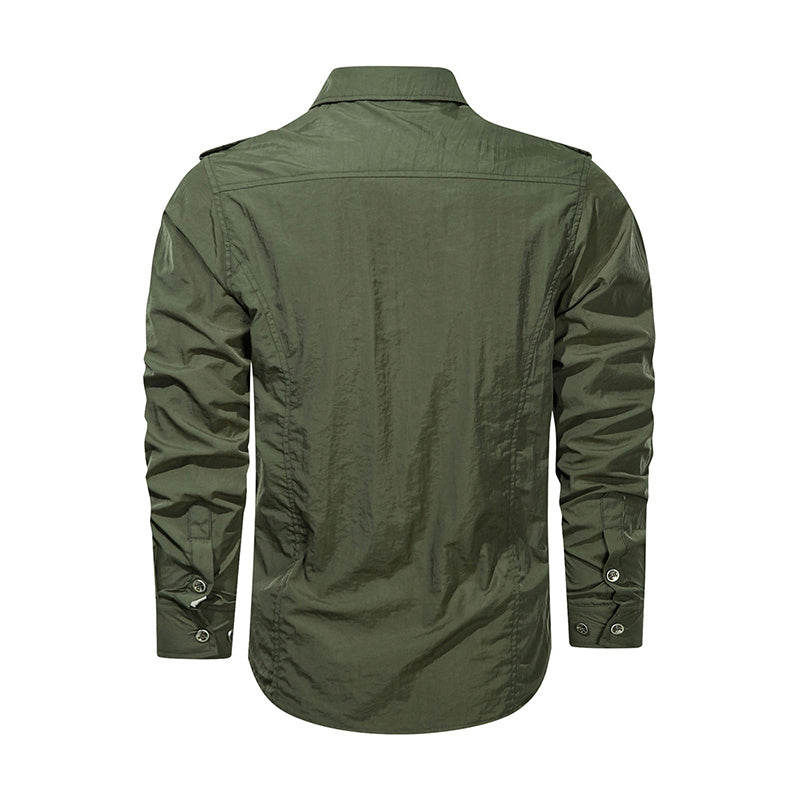 Men Shirt Outwear Military Thin Long Sleeve Shirts Quick-dry Solid Casual Fit Men Shirt