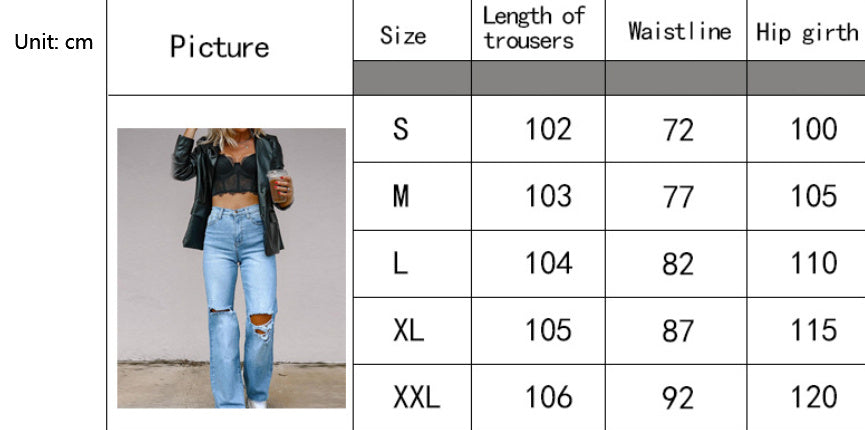 European And American Women Jean's With Holes