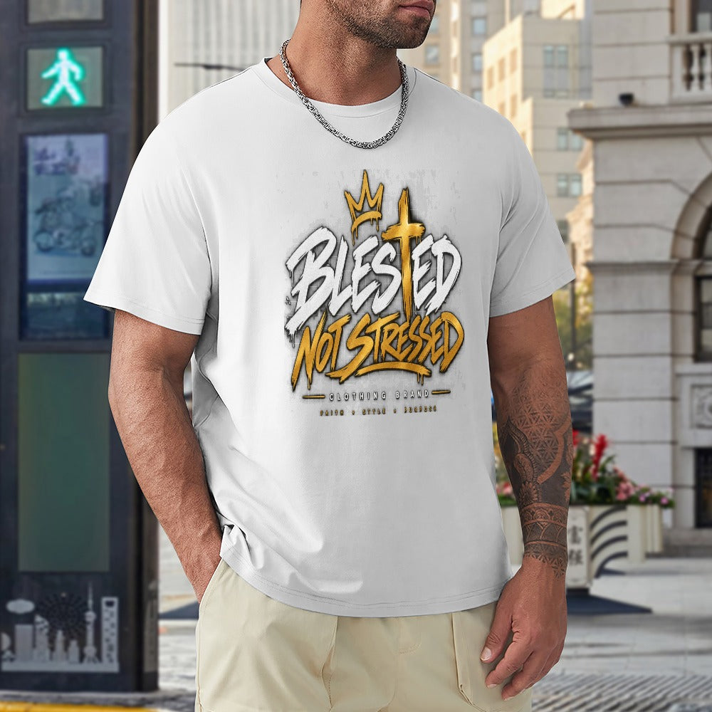 Blessed Not Stressed 100% Cotton Graphic T-Shirt