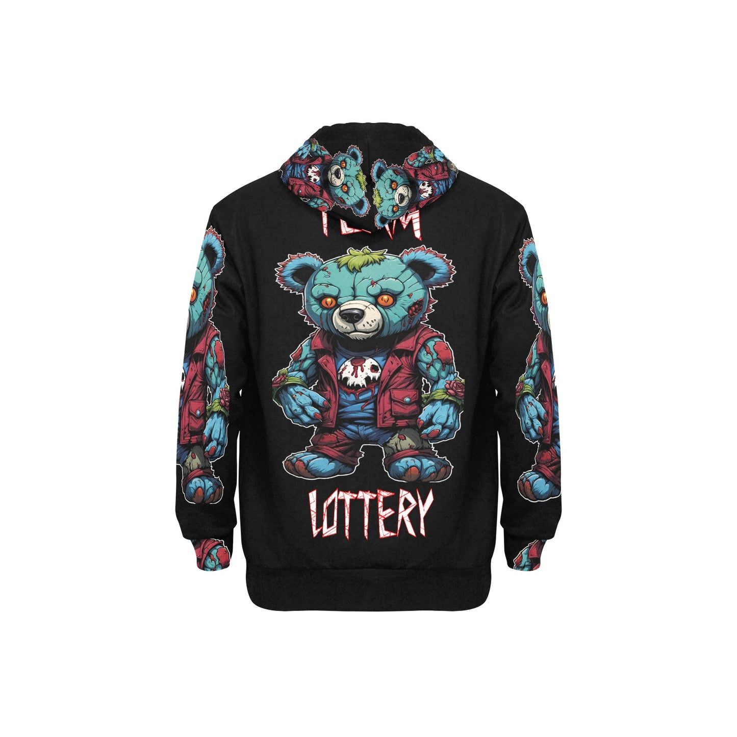 TEAM LOTTERY X ZOMBIE BEAR Men's Long Sleeve Fleece Hoodie (H55)