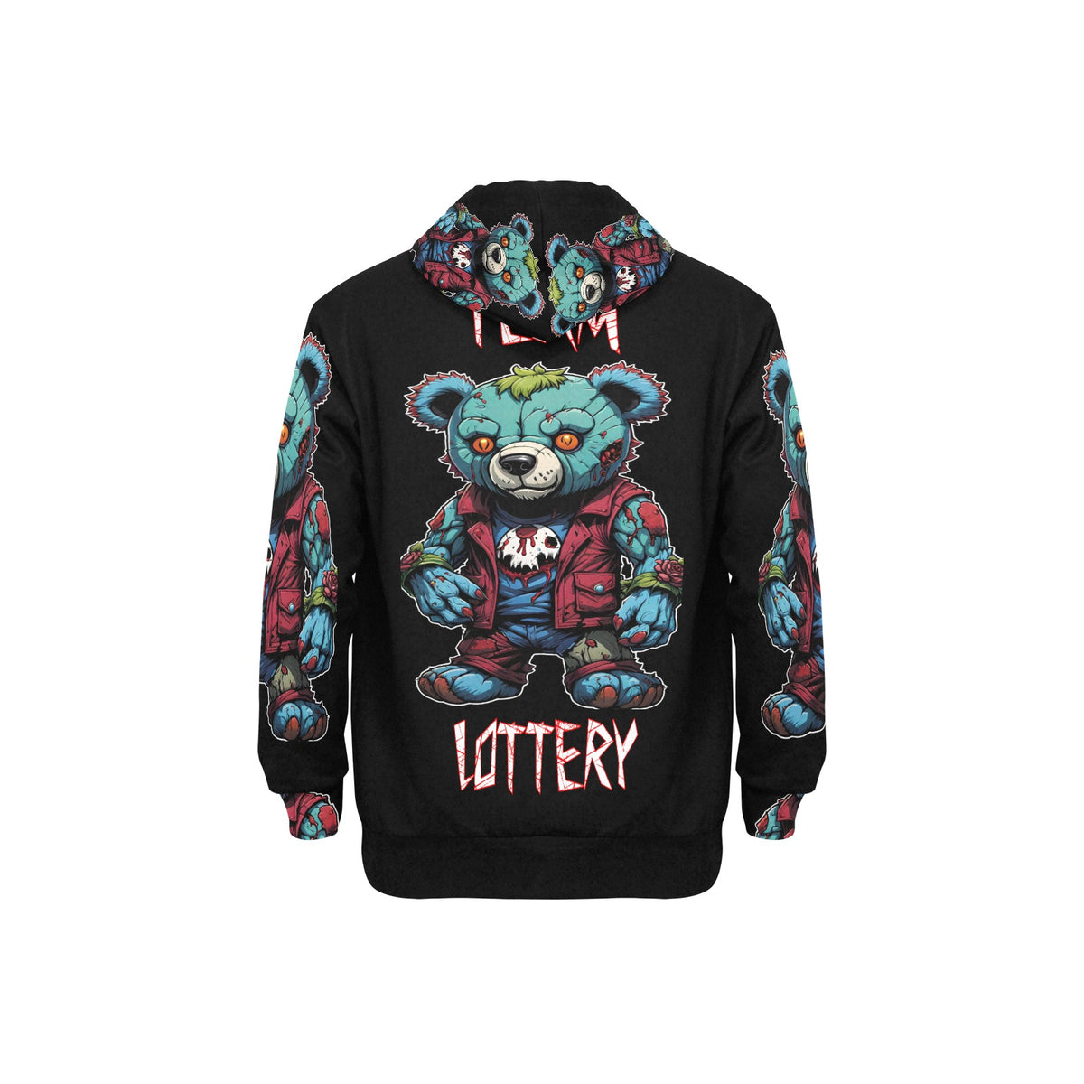 TEAM LOTTERY X ZOMBIE BEAR Men's Long Sleeve Fleece Hoodie (H55)