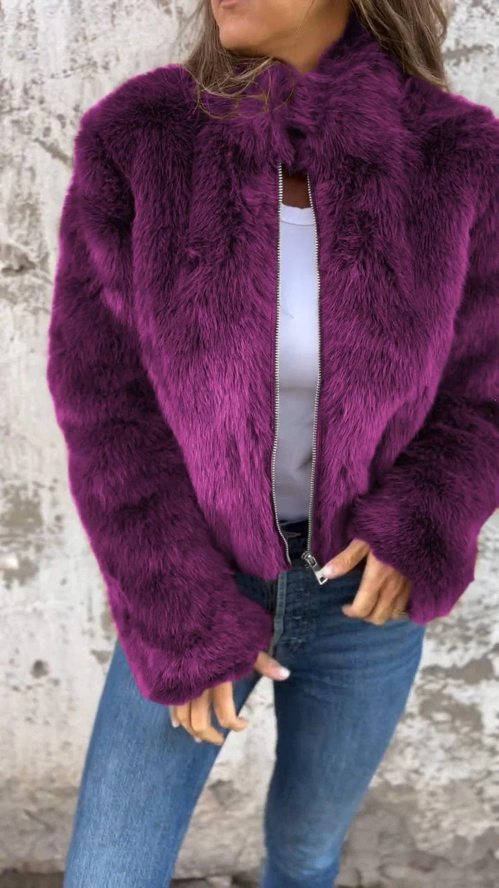 Fashion Stand Collar Plush Jacket