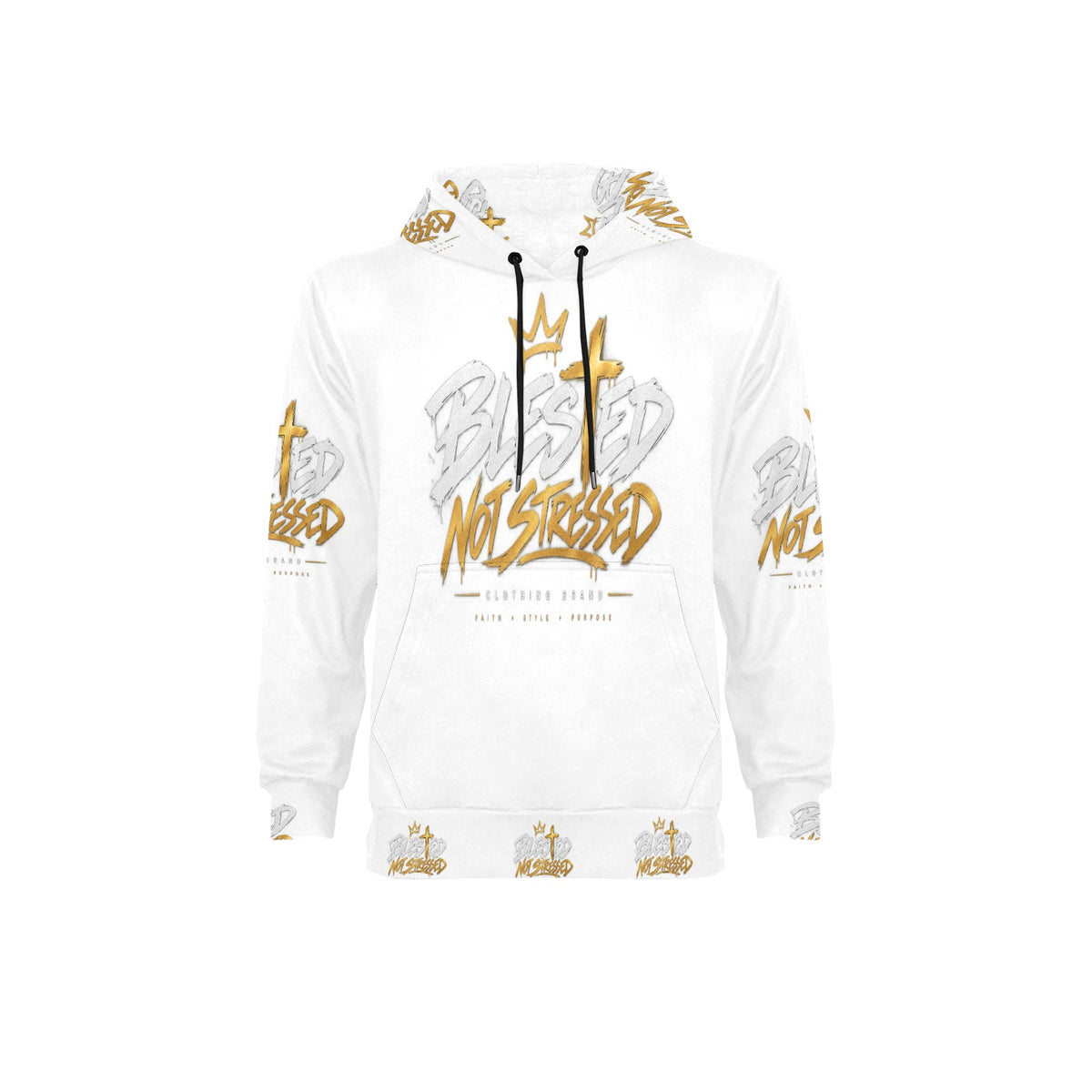 Blessed Not Stressed Men's Fleece Pullover Hoodie