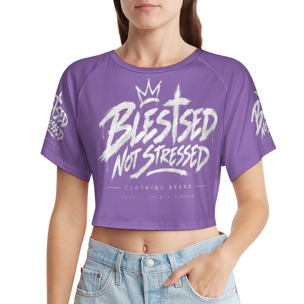 Blessed Not Stressed Women's Short Sleeve Crop Top