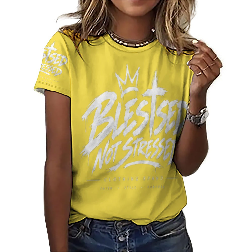 Blessed Not Stressed Women's All-Over Print T-Shirt