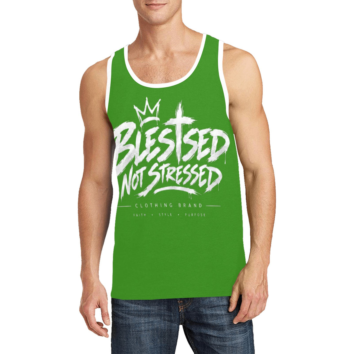 Blessed Not Stressed Men's Relaxed-Fit Printed Tank Top