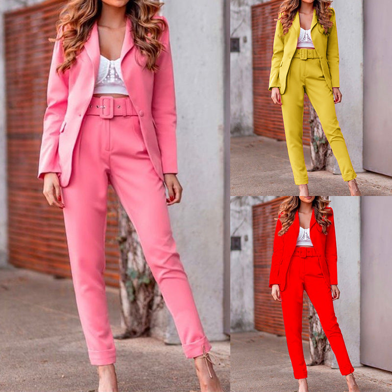 Autumn And Winter Women's Long-sleeved Trousers Two-piece Suit