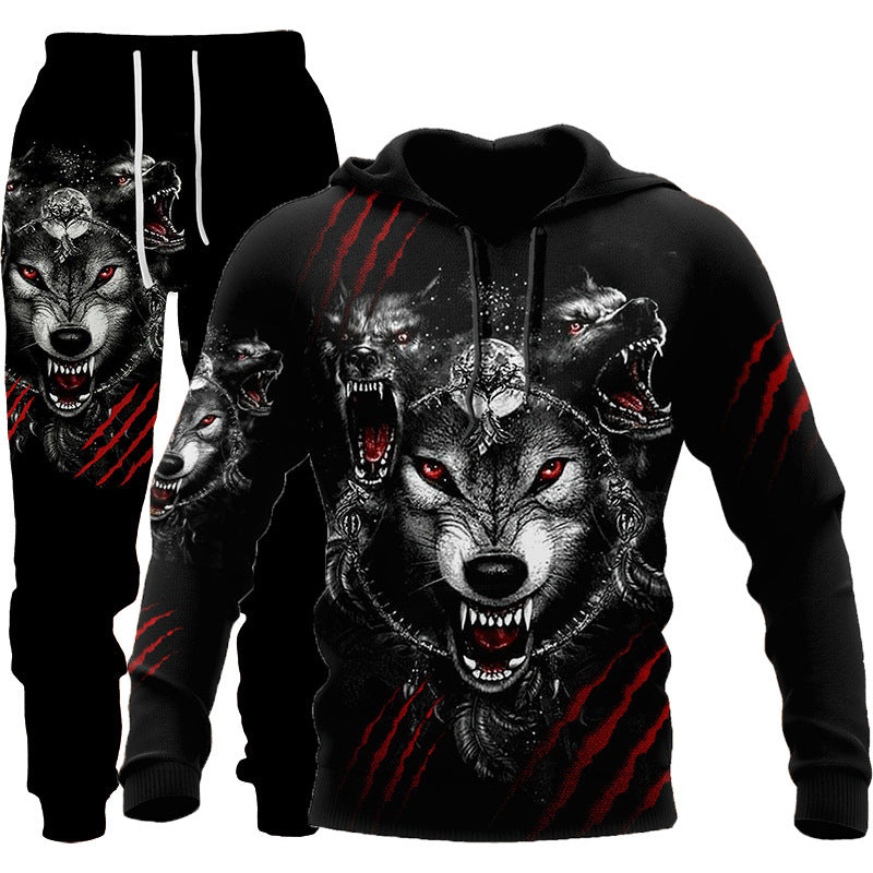 3D Wolf Print Tracksuit Set