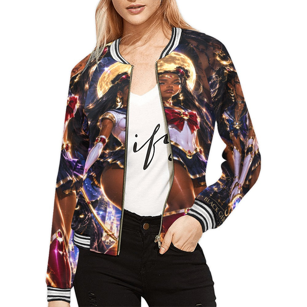 LIMITED EDITION KAIRA MOON BLADE Women's Horizontal Stripes Jacket (Model H21)