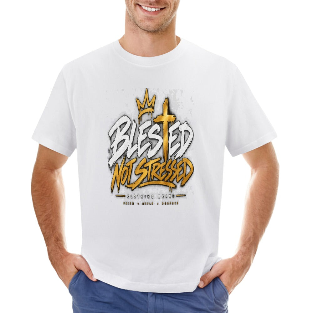 Blessed Not Stressed 100% Cotton Graphic T-Shirt