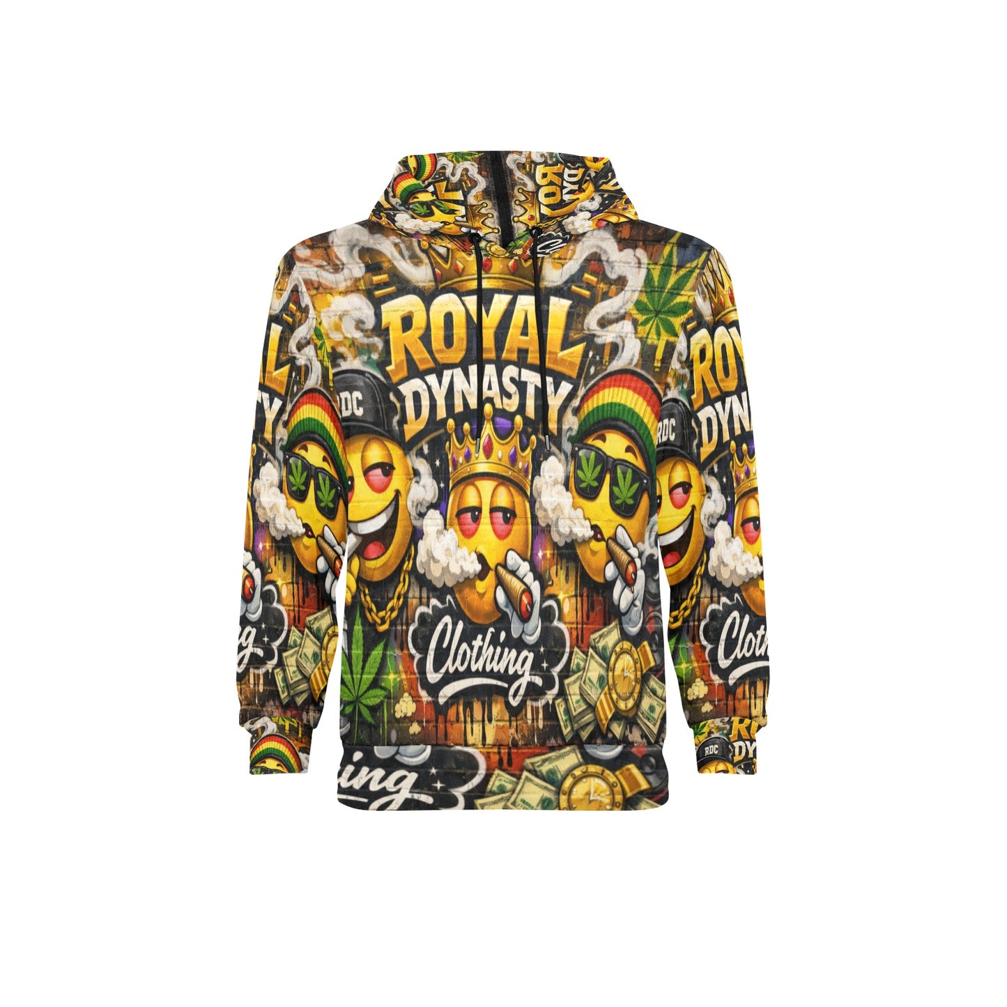 RDC LIT EMOJI RASTA Men's Long Sleeve Fleece Hoodie (H55)