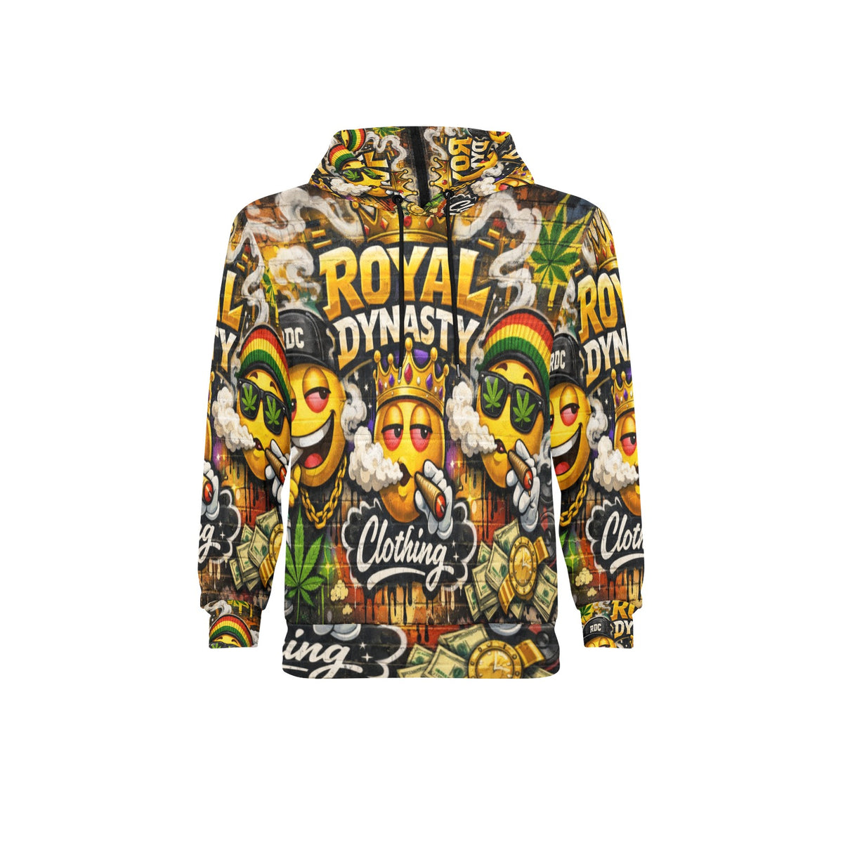RDC LIT EMOJI RASTA Men's Long Sleeve Fleece Hoodie (H55)