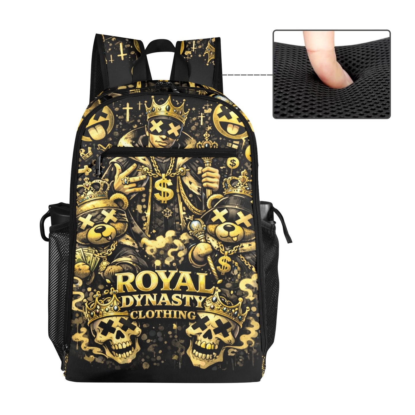 RDC BLACK AND GOLD KING EMOJI All Over Print Leisure Sports Backpack