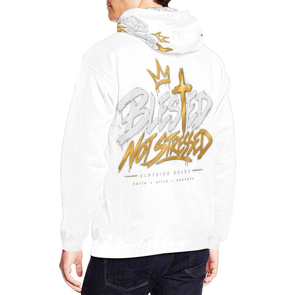 Blessed Not Stressed Men's Graphic Drawstring Hoodie