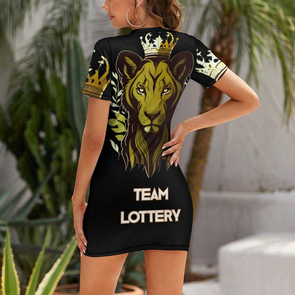 TEAM LOTTERY LIONESS Crew Neck Short Sleeve Dress