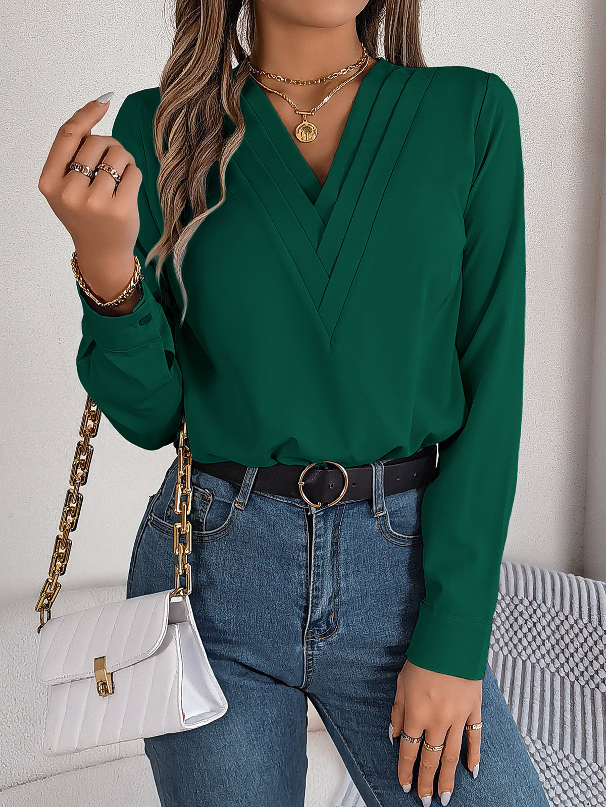 Fashion V-Neck Long Sleeve Shirt