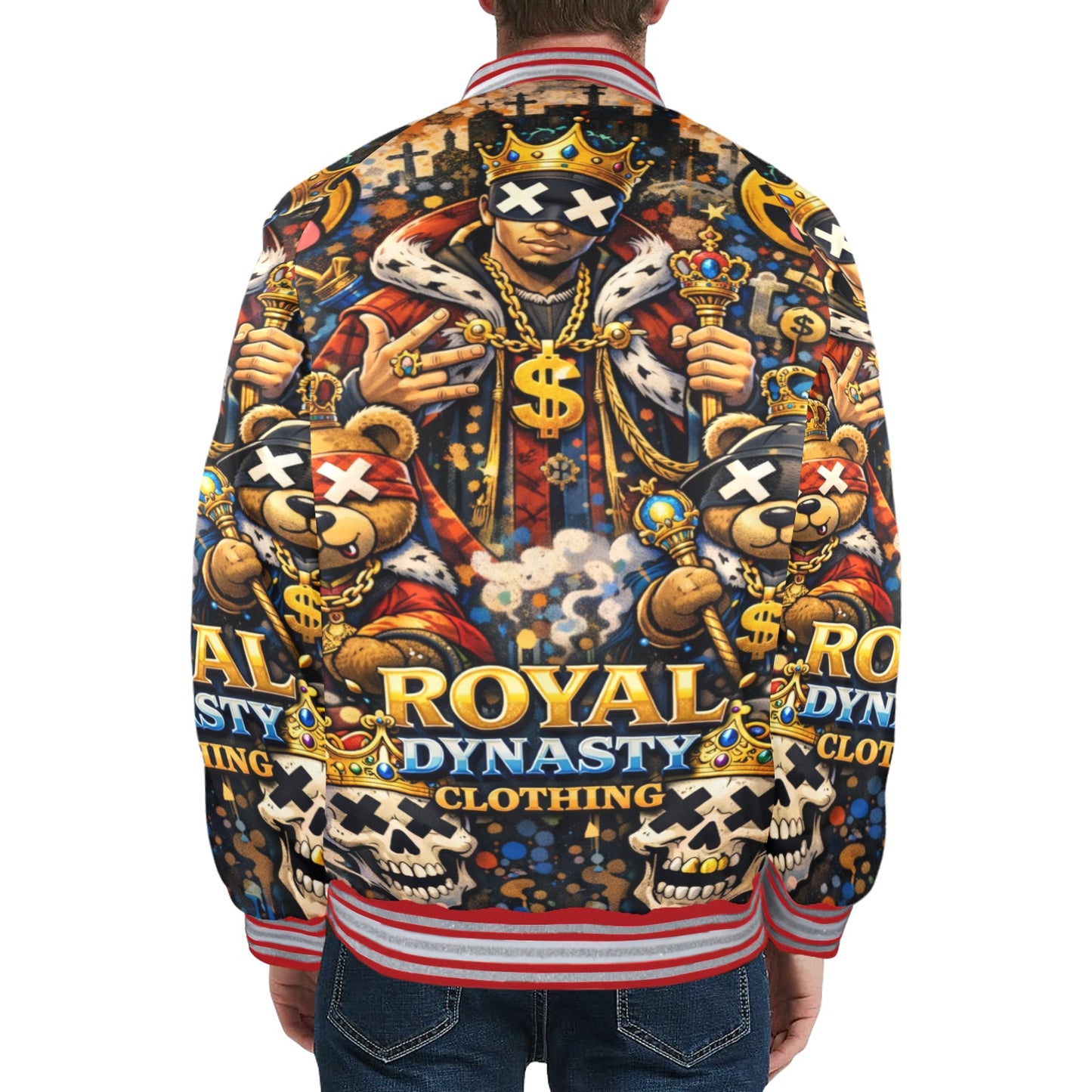 RDC RED KING EMOJI New Men's Striped Trim Bomber Jacket