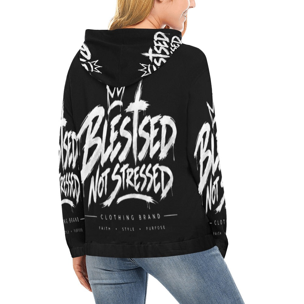 Blessed Not Stressed Women's Graphic Drawstring Hoodie