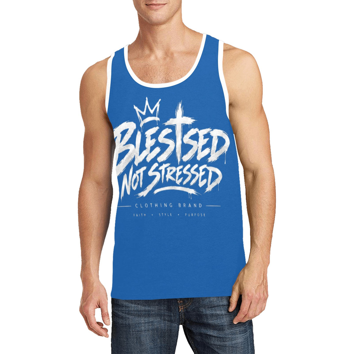 Blessed Not Stressed Men's Relaxed-Fit Printed Tank Top