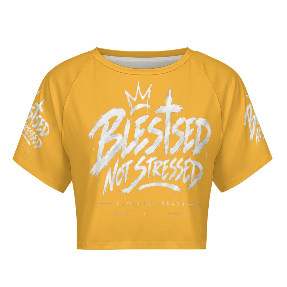 Blessed Not Stressed Women's Short Sleeve Crop Top